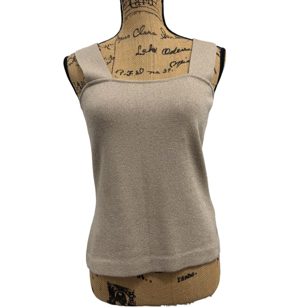 St. John Metallic‎ Gold Sleeveless Knit Top Size P